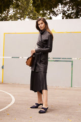 Washington Street Drape Trench Black Leather - ourCommonplace