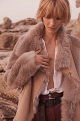Spring Street Shearling Coat Taupe Shearling - ourCommonplace