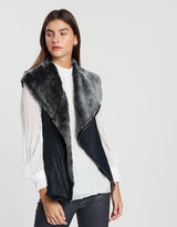 Nolita Drape Vest Black Shearling - ourCommonplace