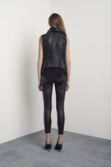 Nolita Drape Vest Black Shearling - ourCommonplace