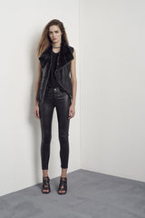 Nolita Drape Vest Black Shearling - ourCommonplace