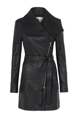 Washington Street Drape Trench Black Leather - ourCommonplace