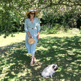 Hand Marbled Silk Wrap Dress - Duckegg - ourCommonplace