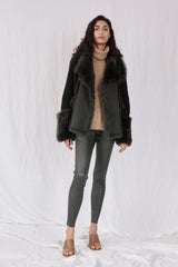Spring Street Shearling Coat Moss Green Shearling - ourCommonplace