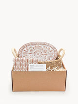 Bread Warmer & Basket Gift Set With Tea Towel - Flower
