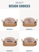 Bread Warmer Gift Box With Round Wooden Board and Spoon - Mom Oval