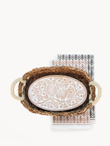 Bread Warmer & Basket Gift Set With Tea Towel - Owl Oval