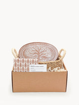 Bread Warmer & Basket Gift Set With Tea Towel - Tree of Life Oval