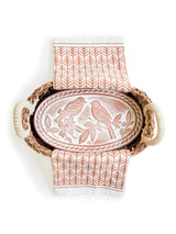 Bread Warmer & Basket Gift Set With Tea Towel - Lovebird Oval