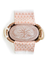 Bread Warmer & Basket Gift Set With Tea Towel - Tree of Life Oval
