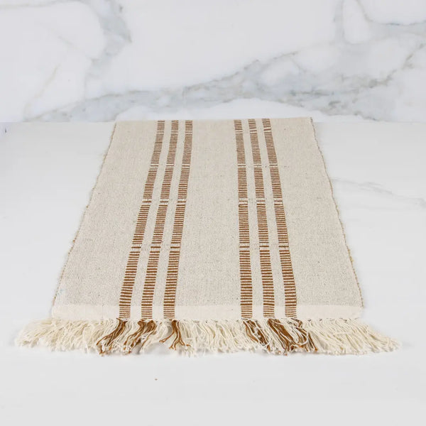 Neutral Amber Brown Handwoven Table Runner