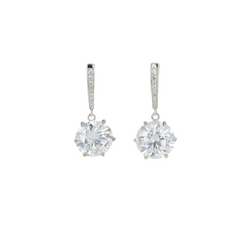 Solitaire-Cut Drop Diamond Earrings