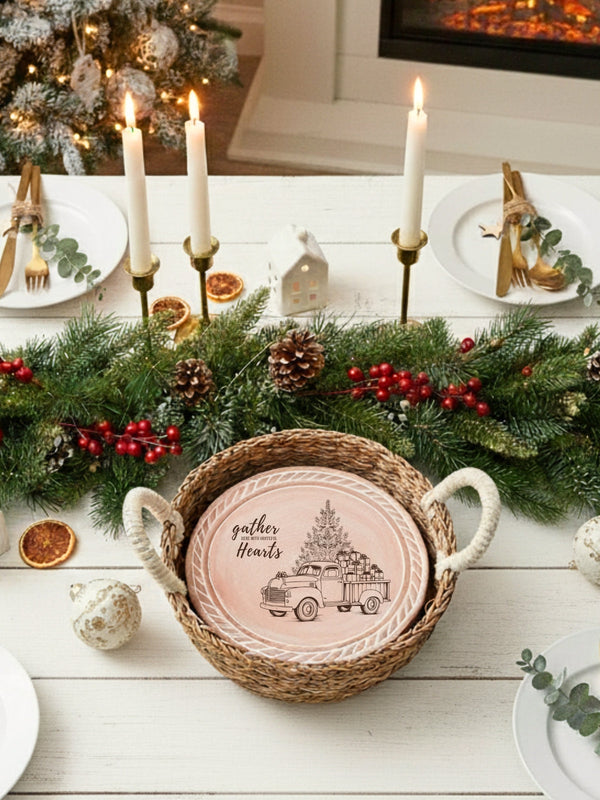 Bread Warmer & Basket - Christmas Truck Round