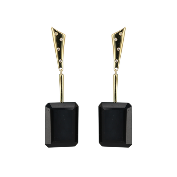 Infinity Clip Earrings With Black Onyx