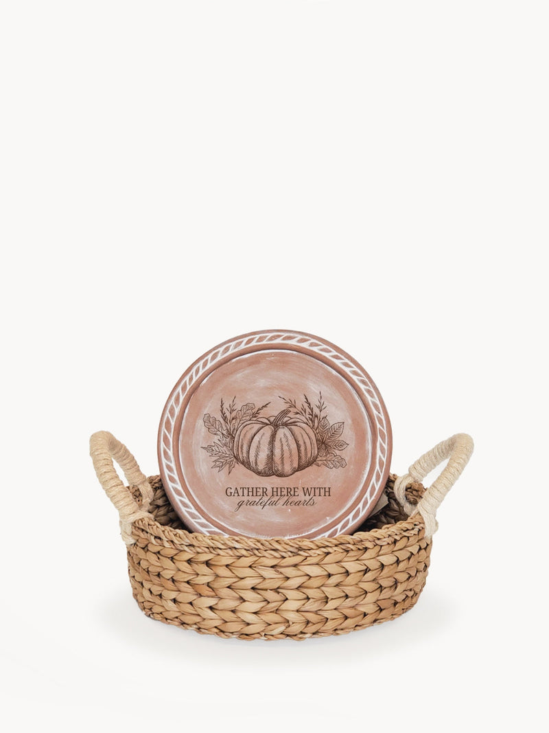 Bread Warmer & Basket - Pumpkin Round