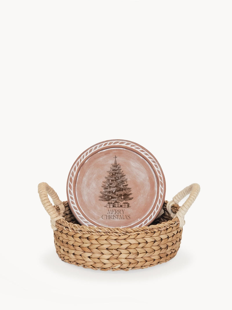 Bread Warmer & Basket - Christmas Tree Round