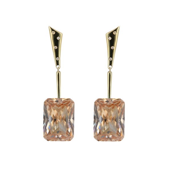 Infinity Clip Earrings With Champagne Zircon