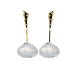 Infinity Clip Earrings With Rock Crystal Drops