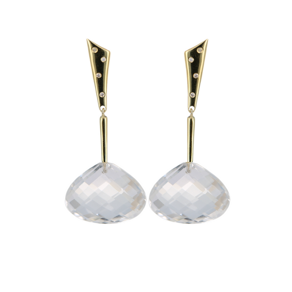 Infinity Clip Earrings With Rock Crystal Drops