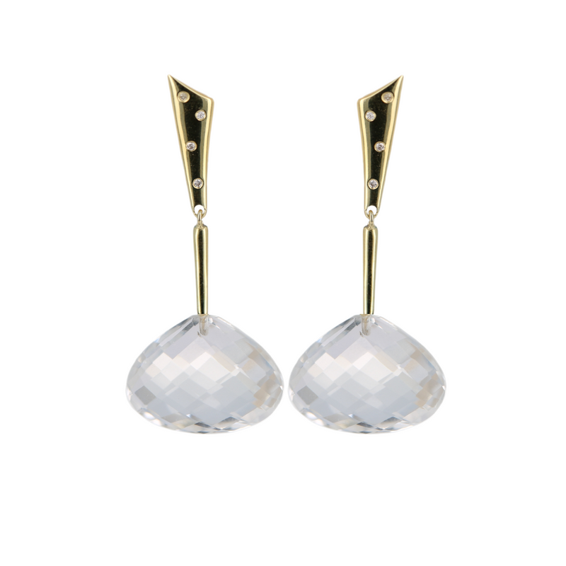 Infinity Clip Earrings With Rock Crystal Drops