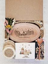 Bread Warmer Gift Box With Pot Holder and Tea Towel - Christmas Oval