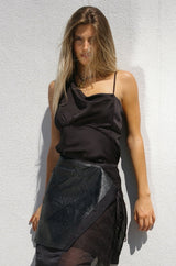 THALIA Draped Satin Blouse