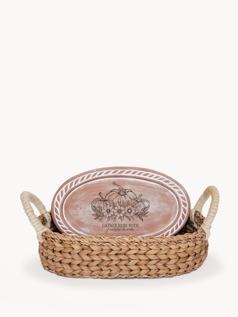 Bread Warmer & Basket - Pumpkin Oval