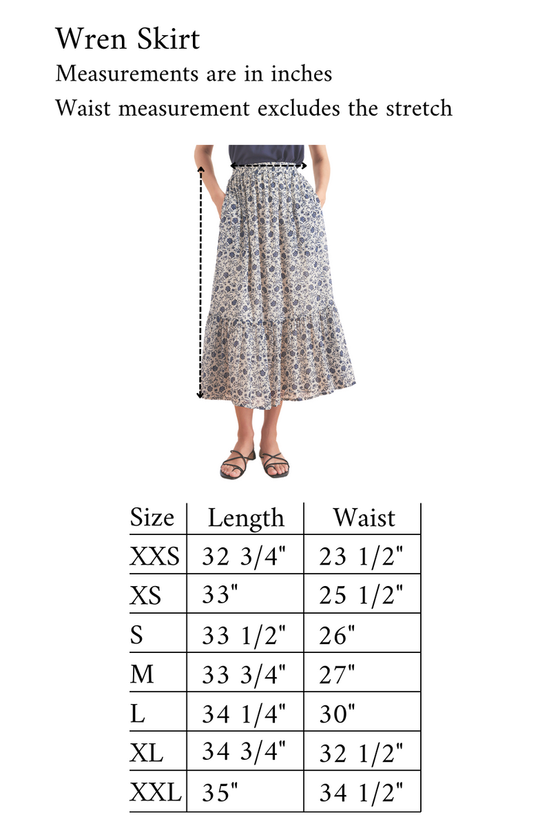 Wren Skirt in Sapphire Vines