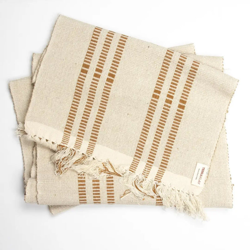 Neutral Amber Brown Handwoven Table Runner