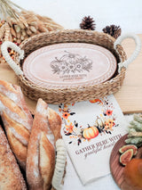 Bread Warmer & Basket Gift Set With Tea Towel - Pumpkin Oval