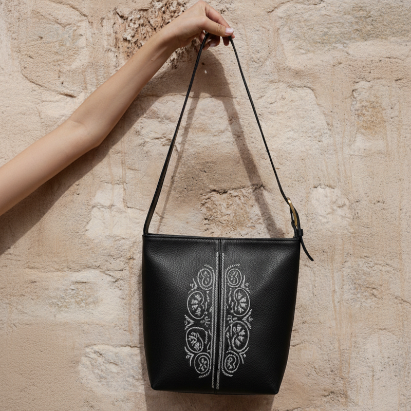 Zahra Leather Bucket Tote