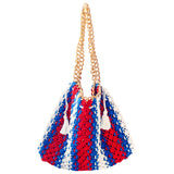 COLETTE Macrame Beach Bag in Red, White & Blue