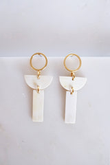 Con Dao II Geo Buffalo Horn Post Dangle Earrings