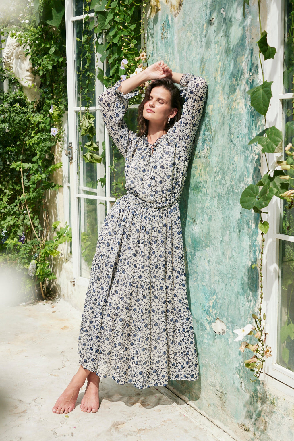 Paneros Clothing Women's Esme Dress - Sapphire Vines Paneros Clothing Women's Esme Dress - Sapphire Vines