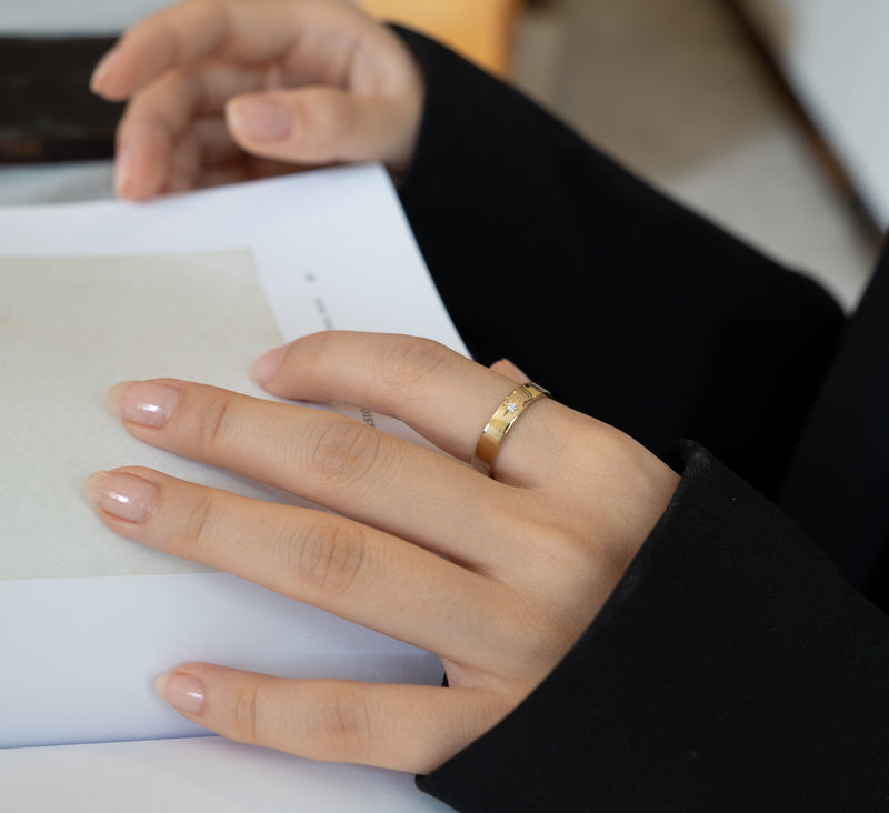 Sun & Moon Ring - 14k Yellow Gold