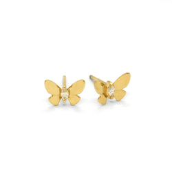 Butterfly Diamond Earring - 14K Yellow Gold