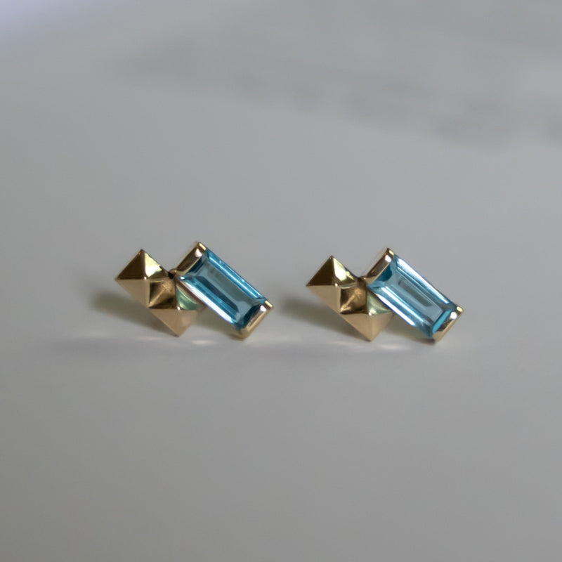 Debbie Counterbalance Baguette Topaz Earring - 14k Yellow Gold