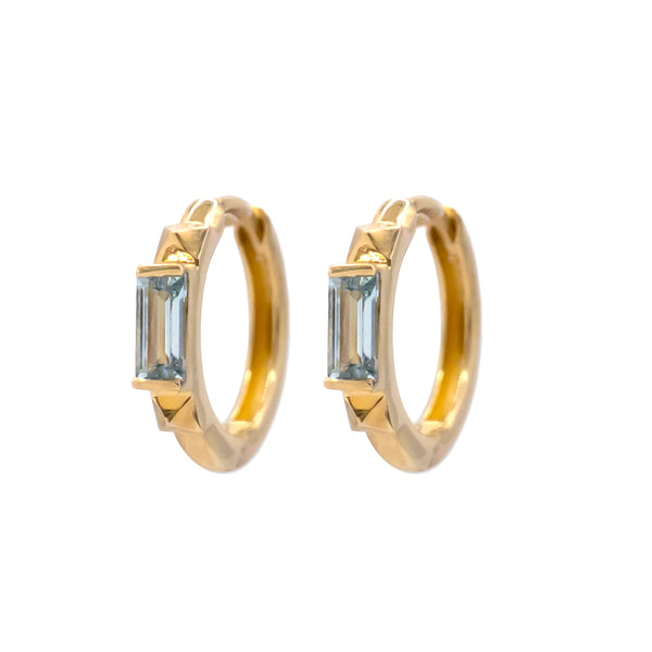 Debbie Baguette Topaz Huggie Hoop Earring - 14K Yellow Gold