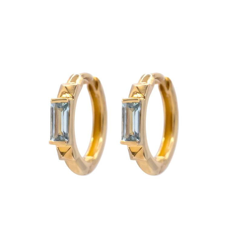 Debbie Baguette Topaz Huggie Hoop Earring - 14K Yellow Gold