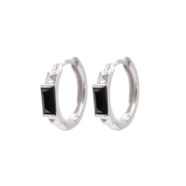 Debbie Baguette Huggie Hoop Earring - Sterling Silver