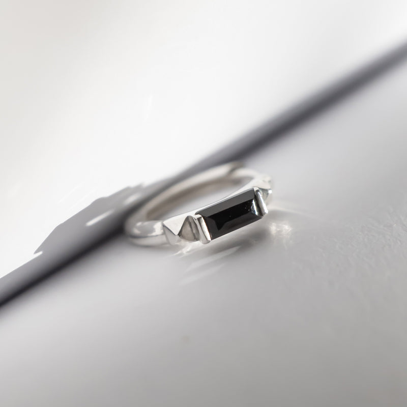 Debbie Baguette Huggie Hoop Earring - Sterling Silver