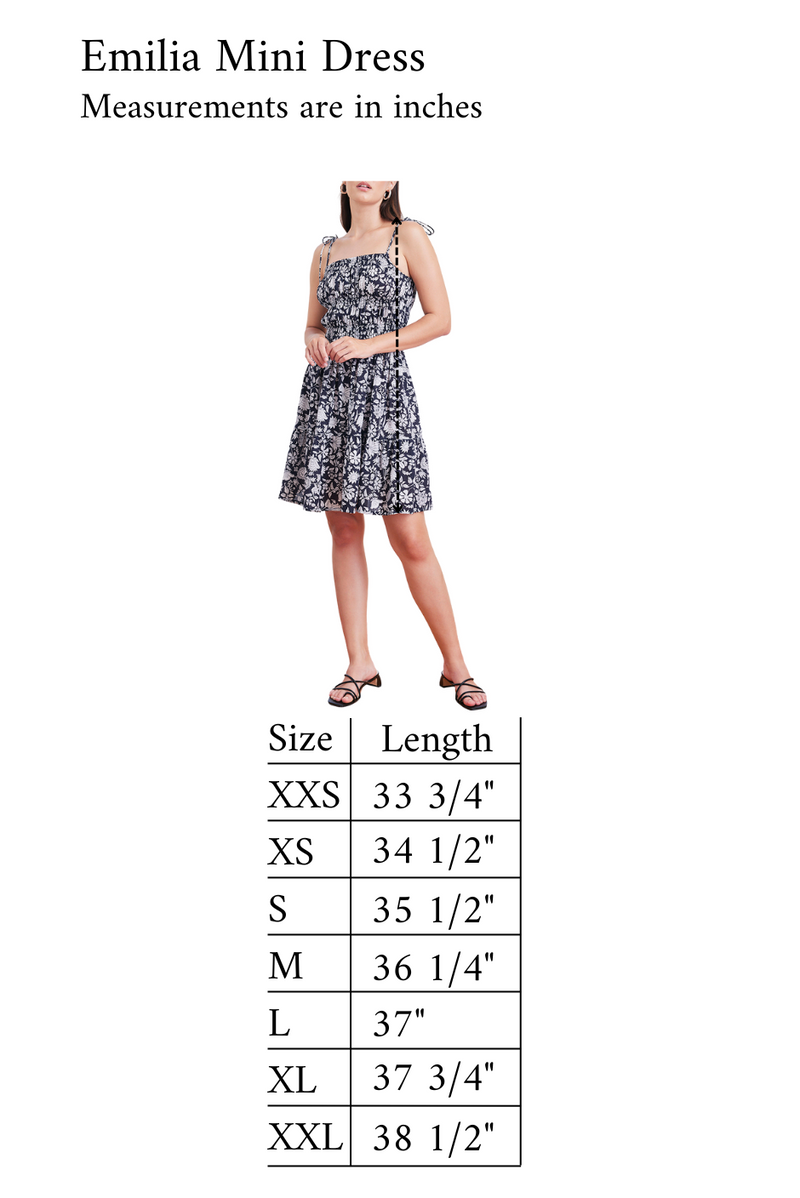 mini dress length chart Size Chart