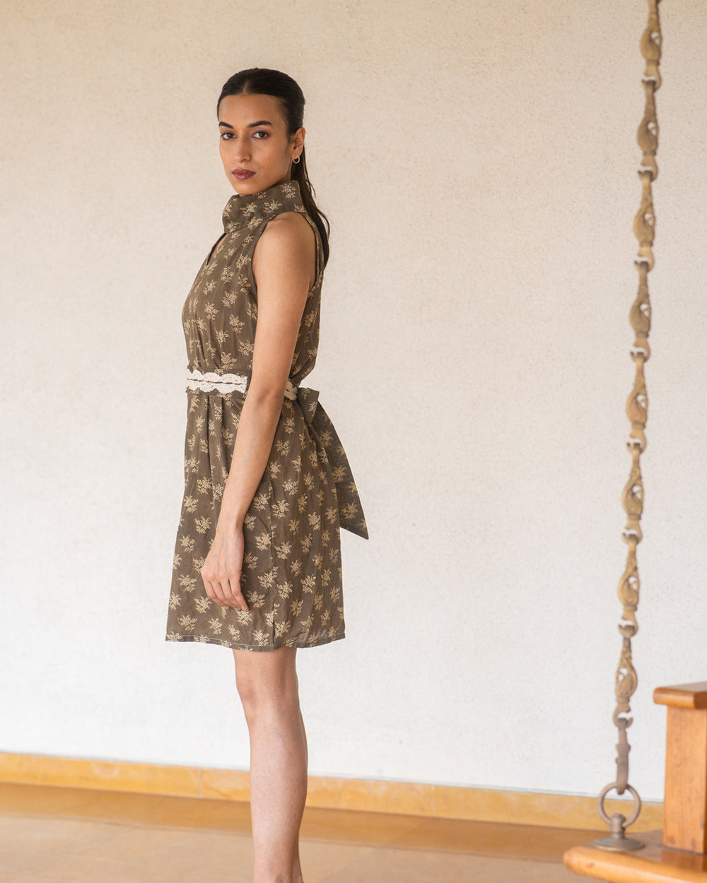 Godavari High Neck Crochet-Belted Dress M Godavari High Neck Crochet-Belted Dress M