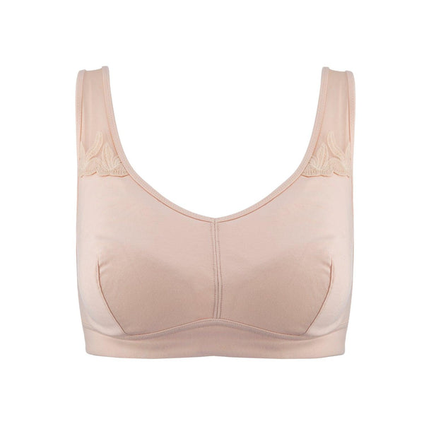 Ornate- Comfort Silk & Organic Cotton Non Wired Bra in Peach Pink