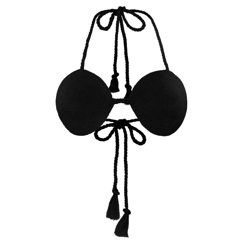 LEIA Cotton Rope Bra Top in Black