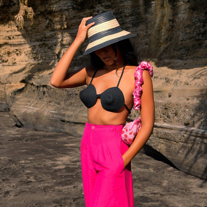 LEIA Cotton Rope Bra Top in Black