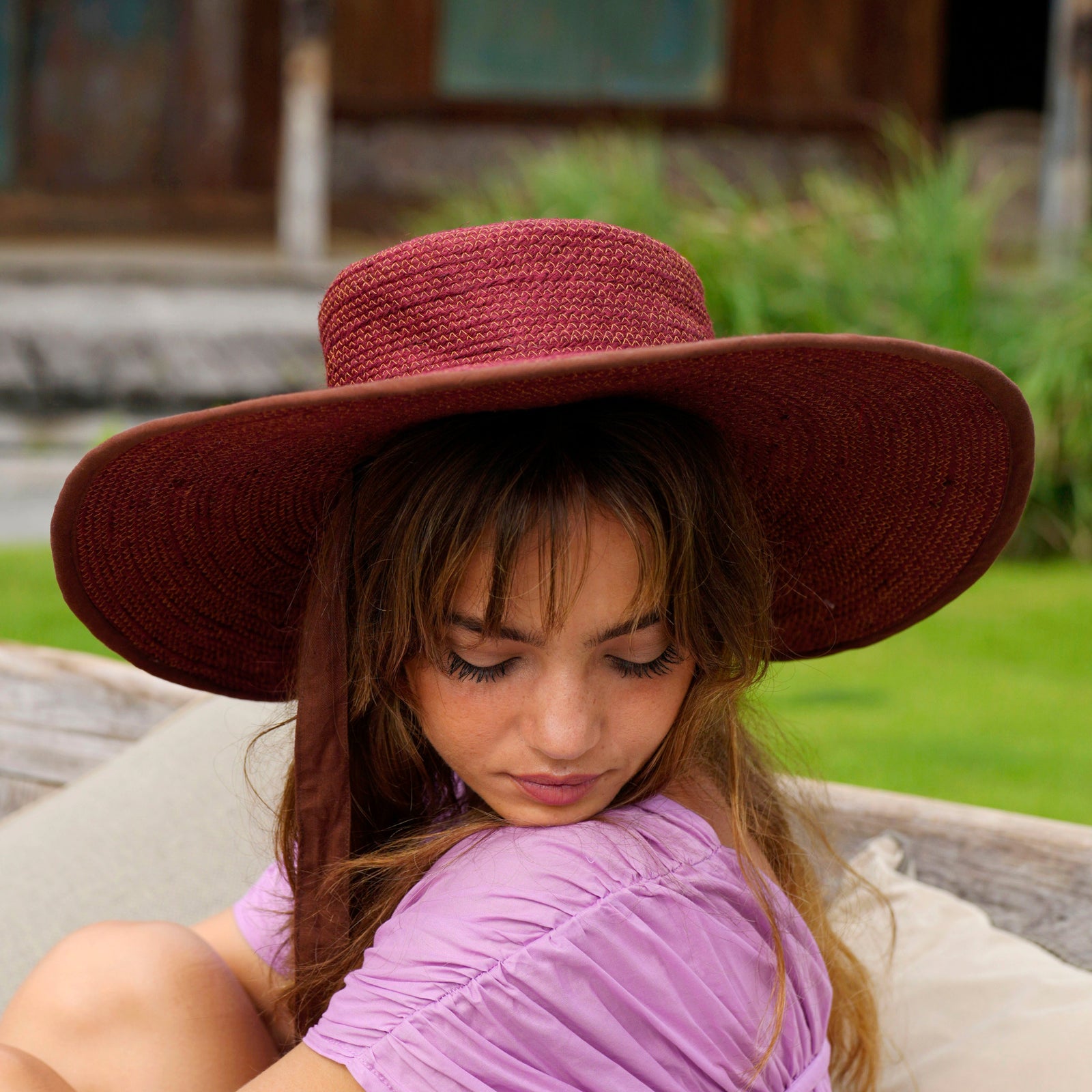 BrunnaCo | LOLO Wide-Brim Jute Boater Hat in Natural Beige  display picture 1