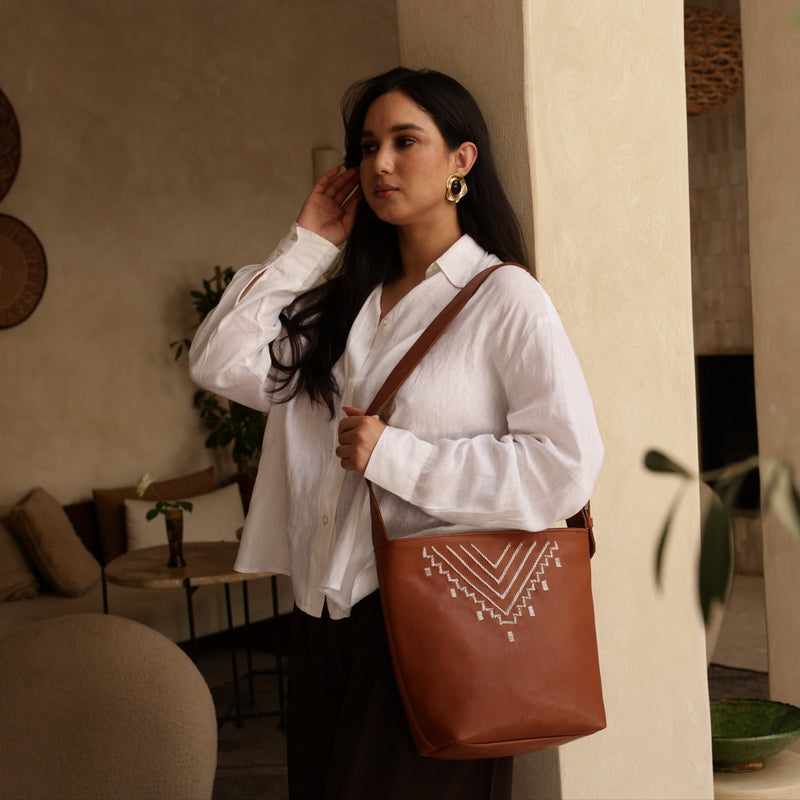 Kasbah Leather Bucket Tote