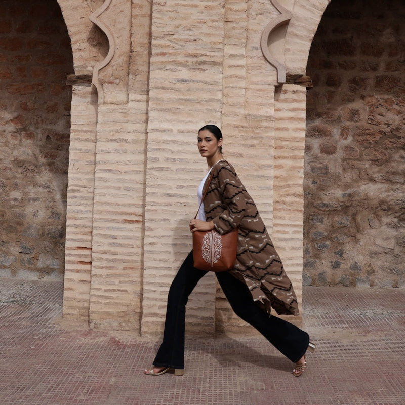 Zahra Leather Bucket Tote