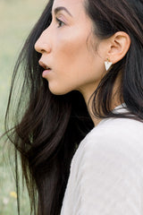 Nho Be Triangle Buffalo Horn Stud Dangle Earrings